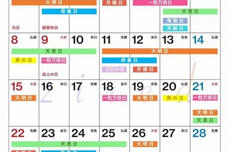 2023良辰吉日日历1月