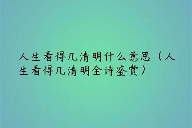 当你无情便最清明意思