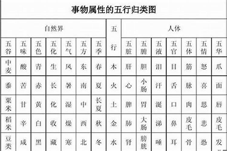 五行命理属相表