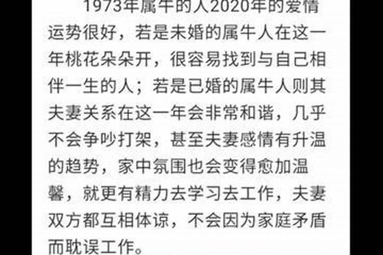 73年属牛2020年桃花运怎么样