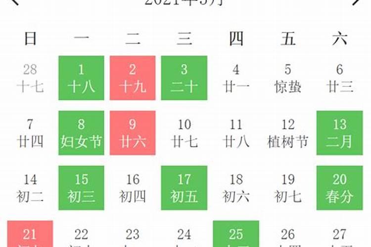 2021年3月份洗头吉日