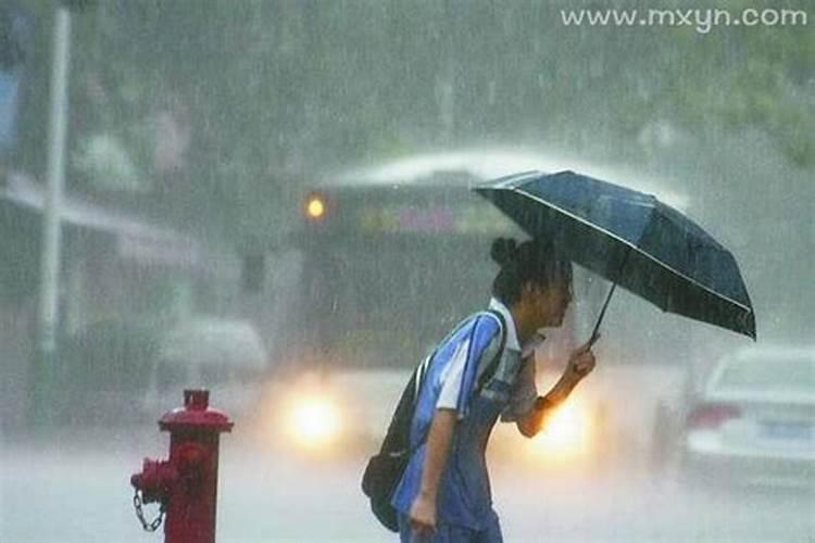 梦见淋大雨在雨中奔跑躲雨什么意思呀女生